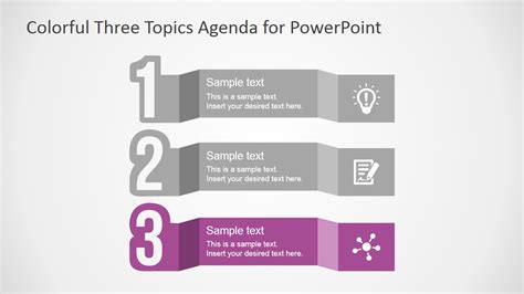 Free Colorful Three Topics Agenda for PowerPoint - SlideModel