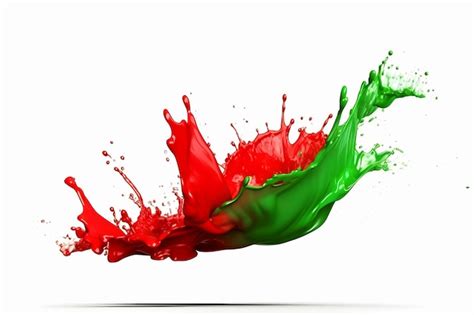 Premium Photo | Beautiful splash red and green paint on white background