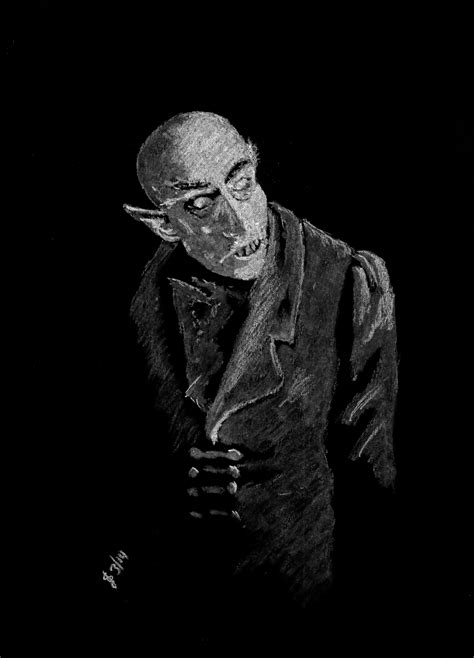 Max Schreck as Count Orlok in 'Nosferatu'. Freehand sketch using white ...