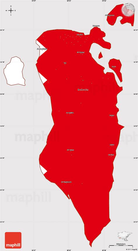 Flag Simple Map of Bahrain