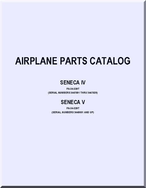 Piper Aircraft PA-34-220 T Seneca IV V Airplane Illustrated Parts ...