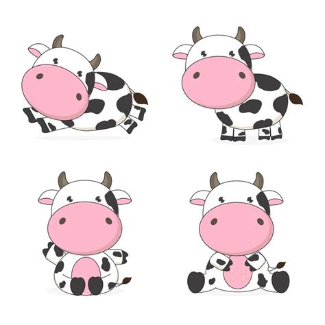 Download Cute cow cartoon character illustration Vector Art. Choose ...