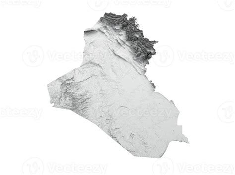 Iraq Map Flag Shaded relief Color Height map 3d illustration 29726323 PNG