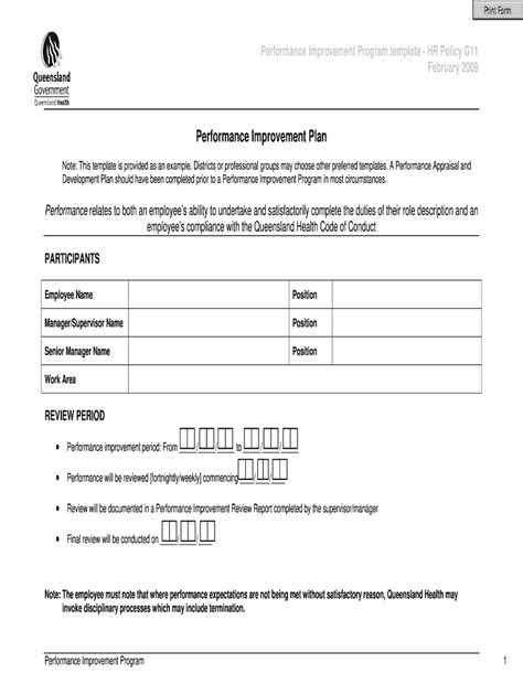 Performance Improvement Plan Template Excel - Fill Online, Printable, Fillable, Blank | pdfFiller