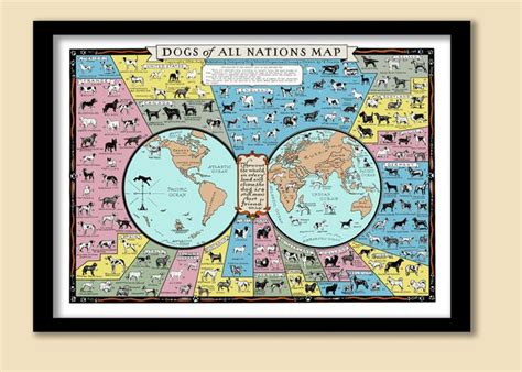 Dog Breeds Of The World Vintage Map / Wall Chart . Large dog | Etsy | Dog wall art, Illustrated ...