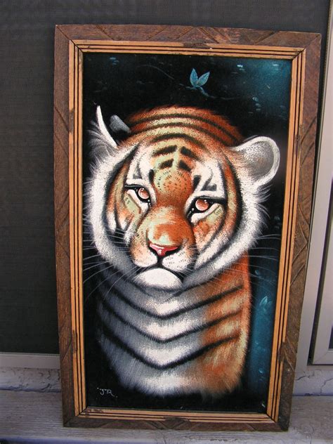 Black Velvet Painting Siberian Tiger Portrait by retrosideshow