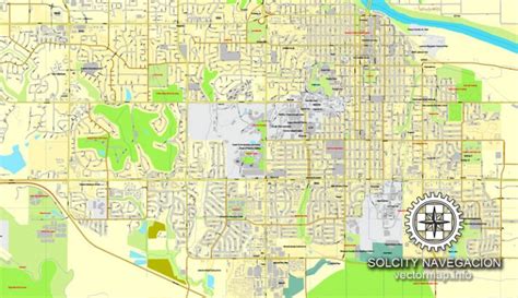 Lawrence, Kansas, US printable vector street City Plan map, full editable, Adobe PDF