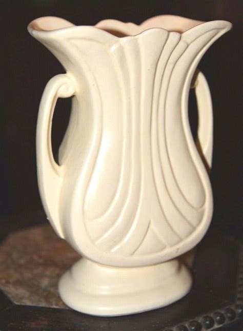 Vintage Hull USA 48 9 Pottery Large Vase OFF White MATTE MID CENTURY ...