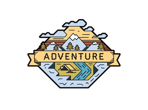 the adventure badge with mountains and trees