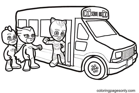 PJ Masks go to School Bus Coloring Page - Free Printable Coloring Pages