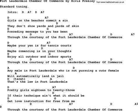 Fort Lauderdale Chamber Of Commerce, by Elvis Presley - lyrics and chords