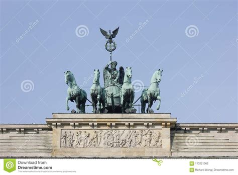 Brandenburg Gate Quadriga Under the Sunny Stock Photo - Image of beauty ...