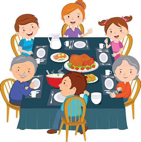 Royalty Free Family Eating Dinner Clip Art, Vector Images & Illustrations - iStock