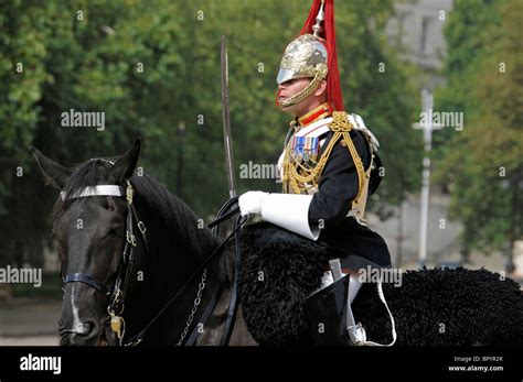 Mounted Horse Guard, Life Guards Regiment, during the changing of guard ...