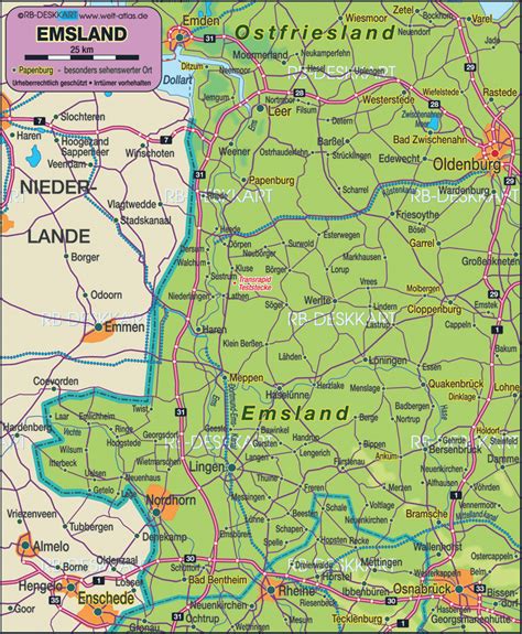 Map of Emsland (Germany Lower Saxonia) - Map in the Atlas of the World ...