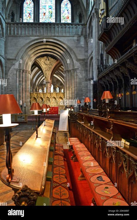 Choir Stalls at Hereford Cathedral, Hereford, Herefordshire, UK Stock ...