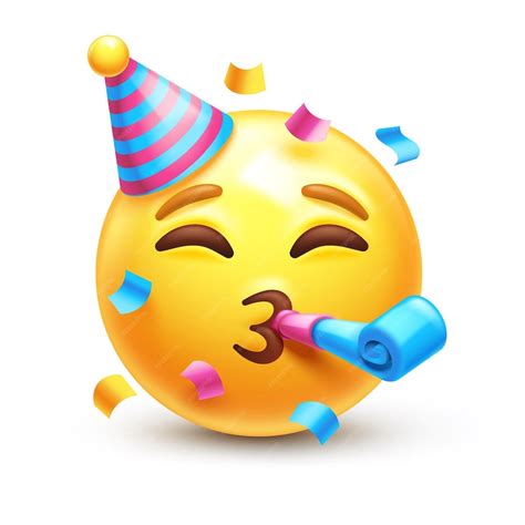 Emoji de festa. emoticon com chifre de festa e chapéu | Vetor Premium