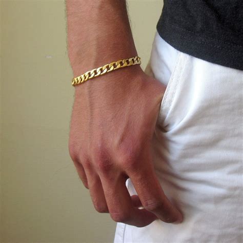 Mens Gold Bracelet Mens Bracelet Gold Chain Bracelet