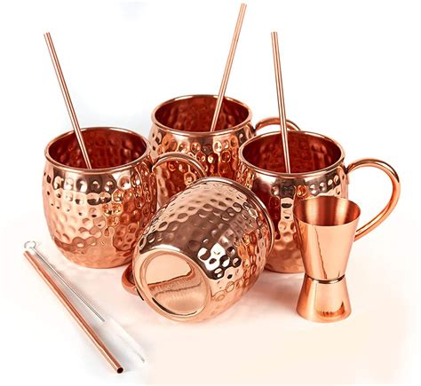 Moscow Mule Copper Mugs 16 Ounce Set of 4 Mugs With 4 Straws - Etsy