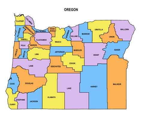 Oregon County Map: Editable & Printable State County Maps