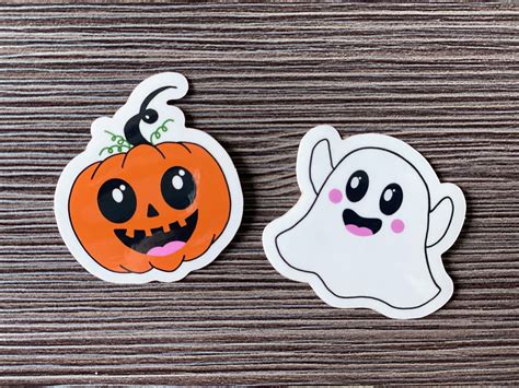 Cute Halloween Stickers Set 2 stickers Pumpkin and Ghost | Etsy