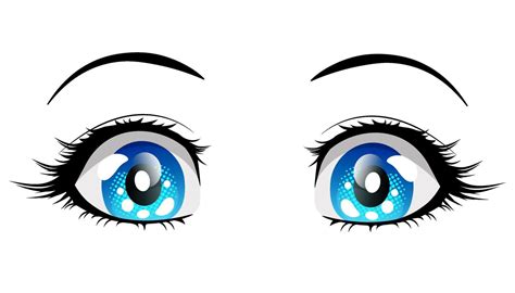 Surprised blue eyes anime girl. Vector illustration in manga style isolated on white background ...