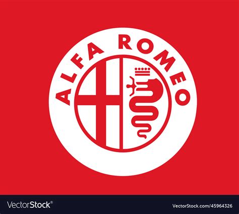 Alfa romeo brand logo symbol white and red design Vector Image