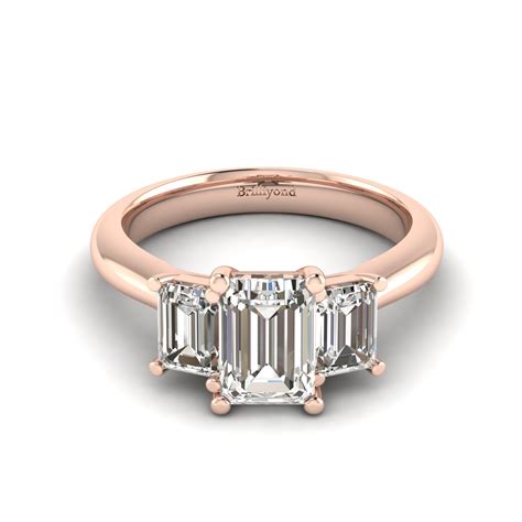 Rose Gold White Sapphire Blanche Emerald Cut Ring