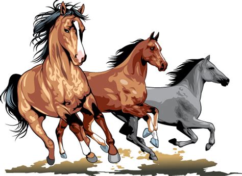 Realistic running horses vector graphics Vectors graphic art designs in ...