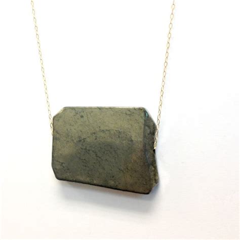 Pyrite Necklace Yellow Gold Jewelry Natural Gemstone - Etsy