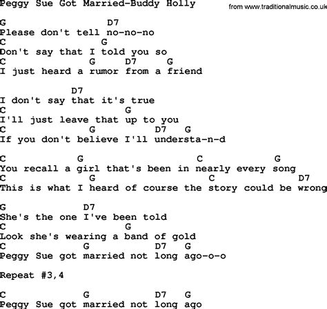 Country Music:Peggy Sue Got Married-Buddy Holly Lyrics and Chords