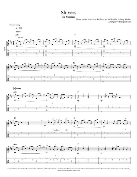 Shivers (arr. Enrique Rojas) by Ed Sheeran Sheet Music for Solo Guitar at Sheet Music Direct