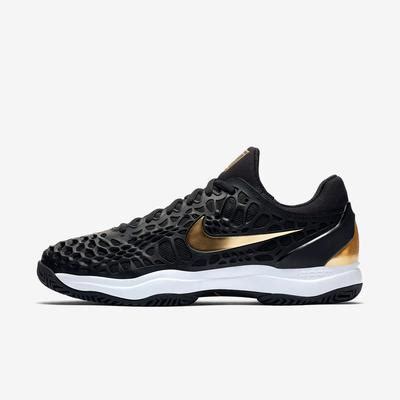 Nike Mens Zoom Cage 3 Tennis Shoes - Black/Metallic Gold - Tennisnuts.com