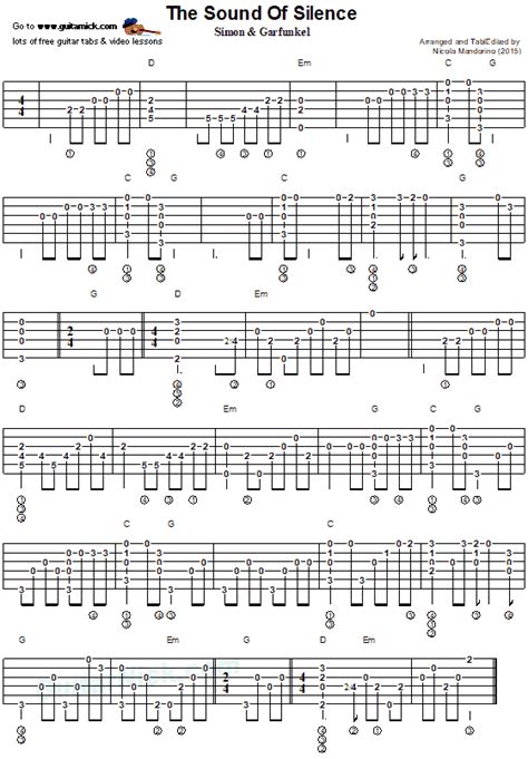 The Sound Of Silence Guitar Chords - Sheet and Chords Collection