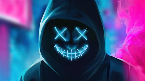 1366x768 Neon Guy Mask Smiling 4k Laptop HD ,HD 4k Wallpapers,Images ...