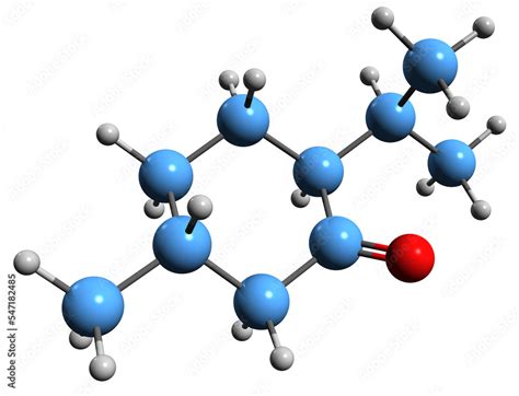 3D image of Menthone skeletal formula - molecular chemical structure of cyclohexanone isolated ...