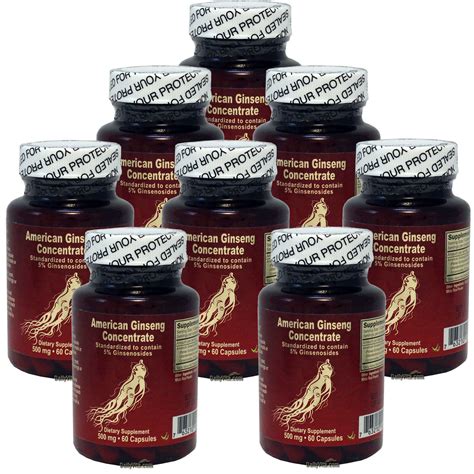 8 x American Ginseng Concentrate 500 mg 60 Capsules Made In USA, Free Shipping 741360391598 | eBay