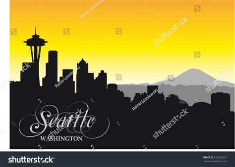 Seattle Skyline, Silhouette Stock Vector Illustration 213036631 ...