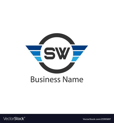 Initial letter sw logo template design Royalty Free Vector