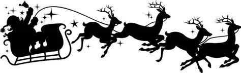 Best Silhouette Of Santa In His Sleigh Illustrations, Royalty-Free ...