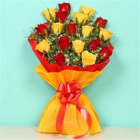 Buy 18 Red And Yellow Rose Bouquet-Red And Yellow Rose Bouquet