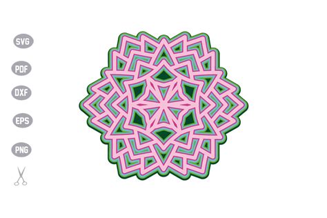 Mandala Flower 3D Layered SVG