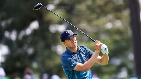 Masters champion Jordan Spieth plays a stroke from the No. 3 tee during the final round of the ...