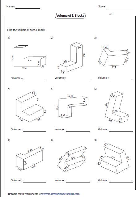 Volume Composite Shapes Worksheets