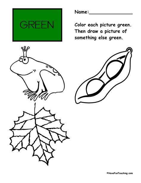 Color Green Worksheets For Preschool