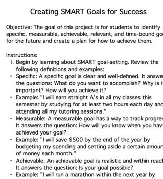 Creating SMART Goals for Success PDF by Curt's Journey | TPT