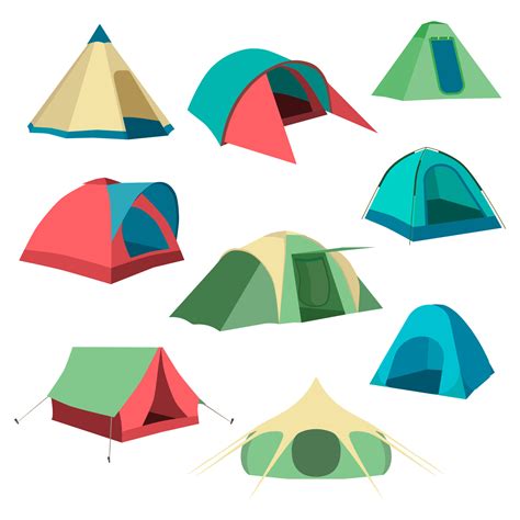 Set of tourist tents. Collection camping tent icons. Vector illustration 13036915 Vector Art at ...