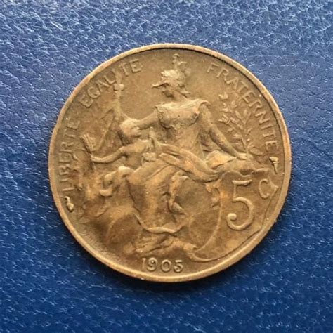 1905 France 5 Centimes | Old French Coin | Vintage France Currency in ...