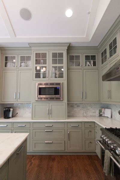 Gray Green Cabinets - Transitional - kitchen - Hollingsworth Interiors