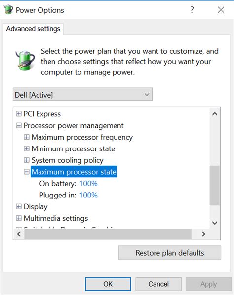 cpu - Why can't I change the maximum processor state in my laptop ...